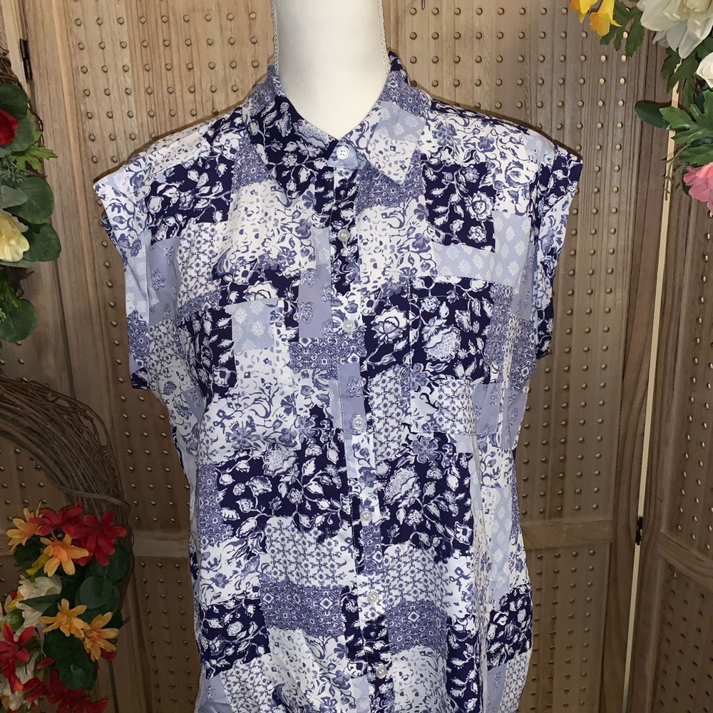 Floral Patchwork Shirt - Blue